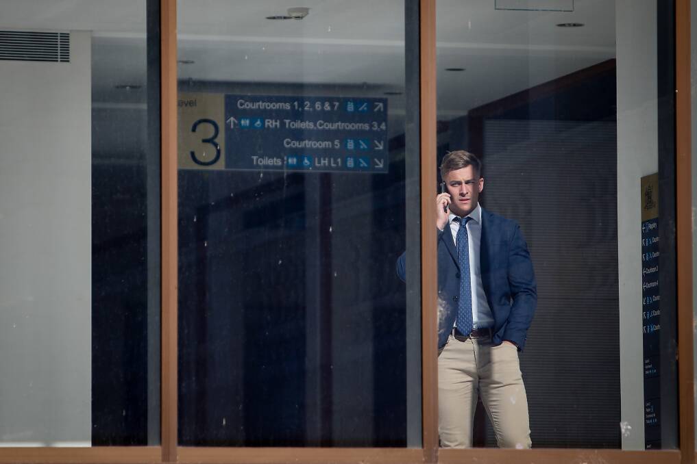 Callan Sinclair in the foyer of Wollongong courthouse on Monday morning.