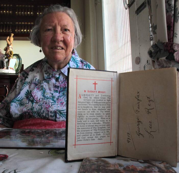 MEMORIES: Wagga's Margaret Jenkins is elated at receiving her father's original WWI bible, which unexpectedly turned up in her Turvey Park letterbox all the way from England. Picture: Les Smith 