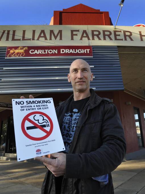 CHANGES: William Farrer Hotel publican David Barnhill says new smoking restrictions rolled out six months ago have not hurt business and are being complied with.