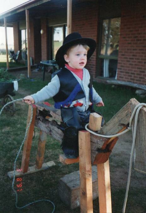Cowboy in the making ... a young Will Harrison learning the ropes of riding. Picture supplied