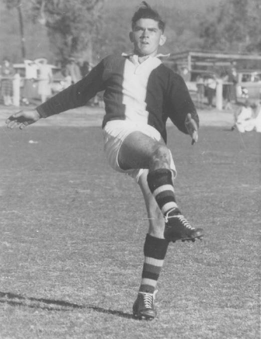 Tough centre half-forward Frank Hodgkin made an immediate impact for Myrtleford as a youngster before joining St Kilda.