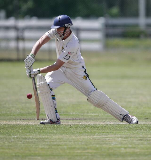 IN-FORM CAW batsman Brendan Simmons in action against Holbrook and District at Holbrook on Sunday. Picture: JAMES WILTSHIRE