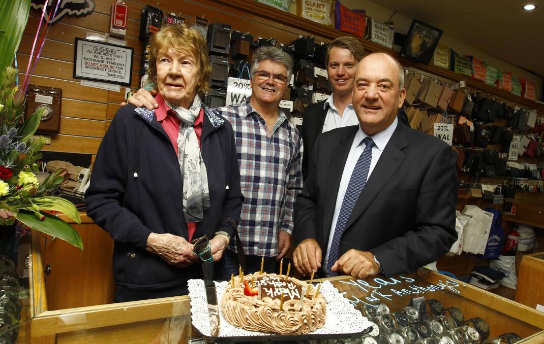 Mark Anthony's clothing store celebrates 40 years... 
with Daryl Maguire and Dan Hayes and first customer Shirley Case