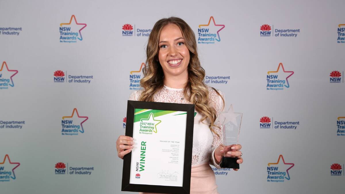 High honour: TAFE business student Madison Coelli, from Leeton, was recognised at the Department of Industry’s annual awards night.