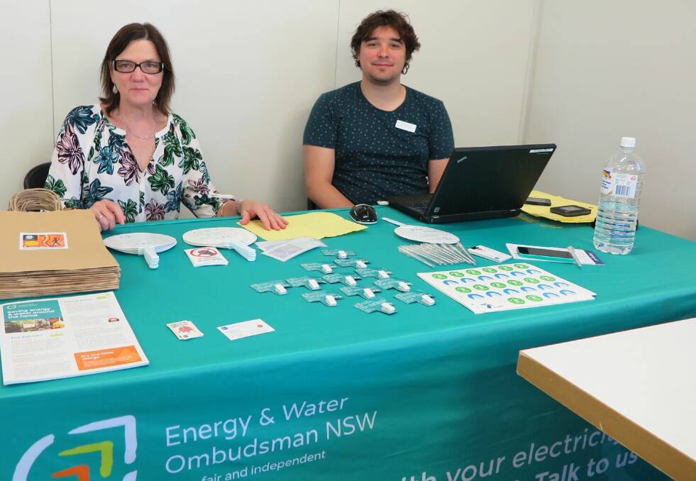 Bring Your Bills Day: Ombudsman Janine Young, with Energy and Water Ombudsman NSW investigations officer David Gross, ready to help customers face-to-face. 