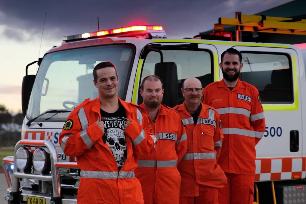 Colourful thanks: NSW SES Wagga volunteers Adrian McKinney, Josh Macintosh, DavidTong and Oliver Crispin ahead of WOW Day. 