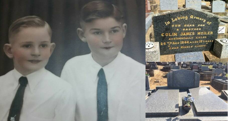 Ghost of tragedies past: Wagga boy Colin Moiler, pictured with brother Noel, was buried on the same day as his friend, Frederick Bailey.