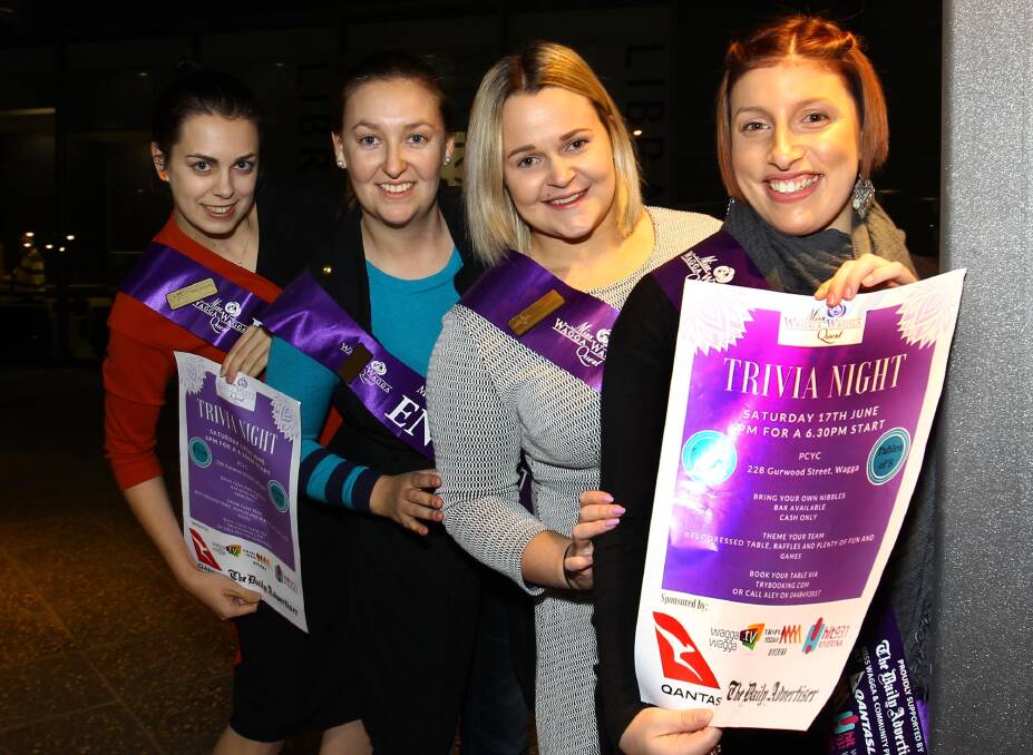 Fundraiser: Miss Wagga entrants Aley Harvey, Katharine Graham, Maddie Smith and Sarah Brunskill prepare for the annual quest's big trivia night. Picture: Les Smith 