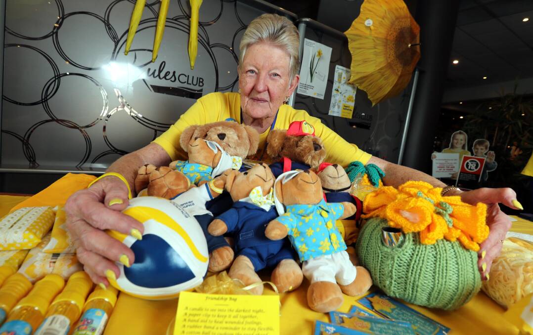 Colour of hope: Three-time cancer survivor Carolyn Shawe shares her passion and hope with Wagga every Daffodil Day. Pictures: Les Smith 
