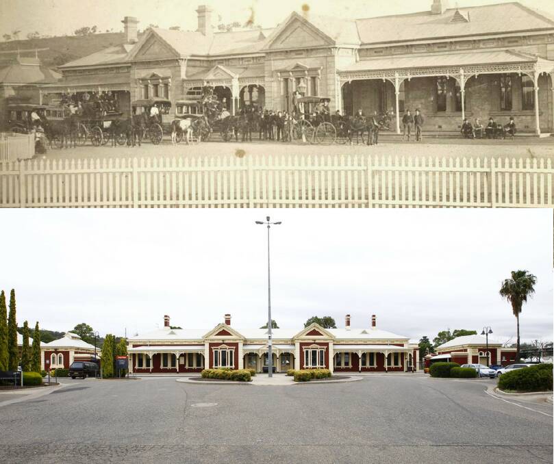 Before: The first year of the station's opening, from the Riverina Archives. After: Despite some changes, Wagga's original train station has remained largely intact.