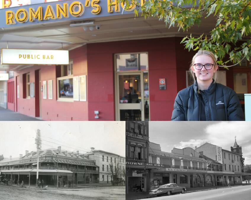 Then and now: Romano's employee August Robertson pulling beers at one of the oldest pubs in Wagga. 
