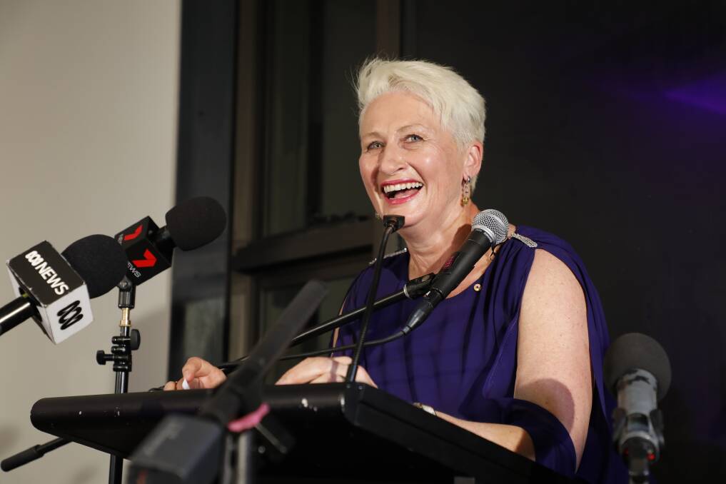 FUTURE: Independent candidate for Wentworth Kerryn Phelps delivers her victory speech at a Wentworth byelection evening function at North Bondi Life Saving Club, on Saturday. Phelps ended over a century of Liberal dominance in the Sydney seat.
