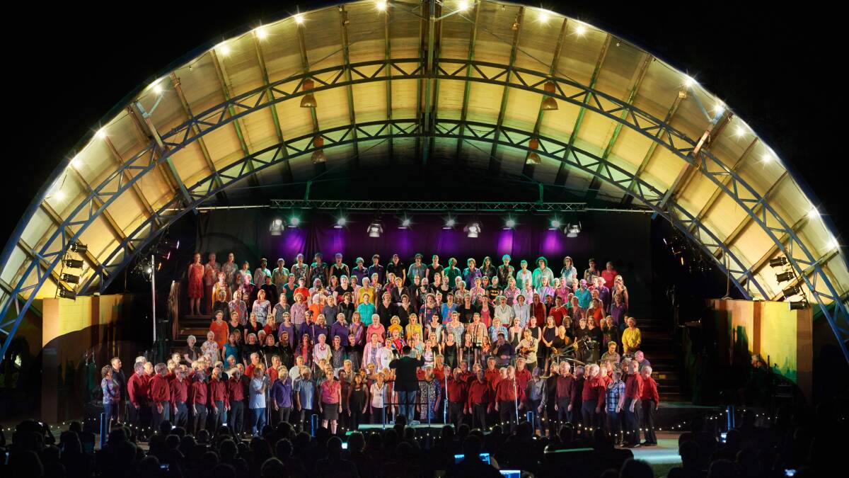 RAISE THE ROOF: The One Voice Wagga Community Choir had more than 350 singers filling the music bowl with song. Picture: Contributed