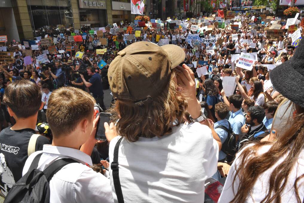 YOUTH VOICE: Thousands of students protested in Martin Place last week regarding climate change policy.