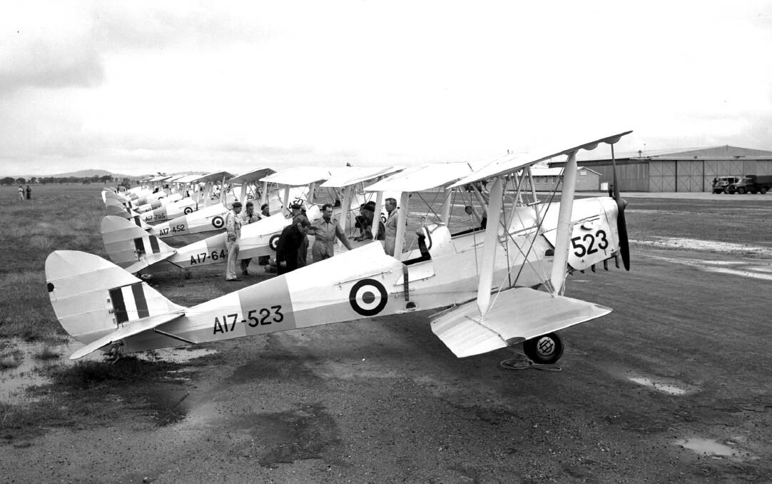 Tiger Moth training aircraft at Uranquinty in May 1956. Contact Wagga Wagga and District Historical Society at www.wwdhs.org.au or on Facebook at wagga.history. Picture: Lennon Collection CSURA