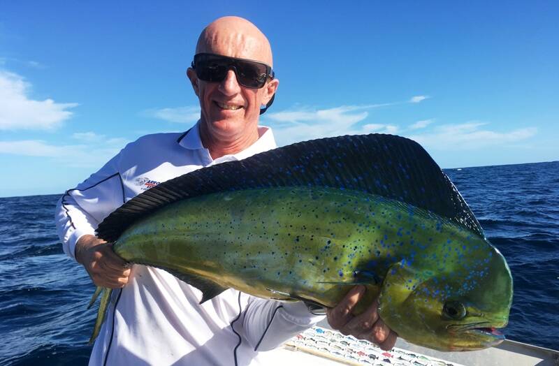 GREAT DAY ON THE WATER: Greg Dyde with a dolphin fish caught at Bermi. Pictures to craig@waggamarine.com.au or 0419 493 313. Picture: Contributed