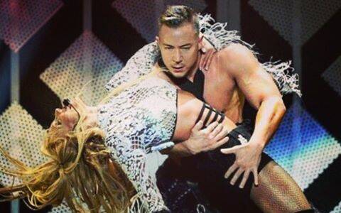 COMING TO TOWN: Zac Brazenas with Britney Spears, during her Las Vegas residency show 'Piece of Me'. Picture: Instagram
