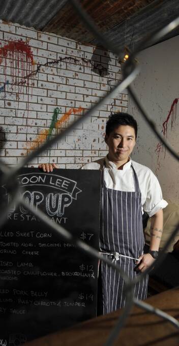 CULINARY OFFERINGS: Soon Lee shows off Sunday's menu at his pop up restaurant. Picture: Les Smith