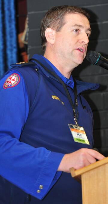RISK: Tumut paramedic John Larter, pictured speaking at the Wagga Ice Forum in July, has warned of the dangers of party drugs such as ecstacy. Picture: Kieren L Tilly
