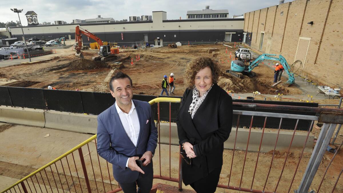 ISPT development manager Rob Andreatta and Marketplace manager Maria Sharman oversee works on the centre's redevelopment. Picture: Les Smith
