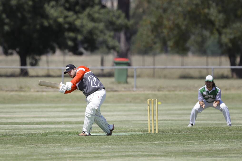 TITLE TIME: Brocklesby-Burrumbuttock opener Jordan Schilg works the ball to leg during his team's 50-run win in Saturday's Hume League grand final. The club had fallen in last year's decider. Pictures: ASH SMITH