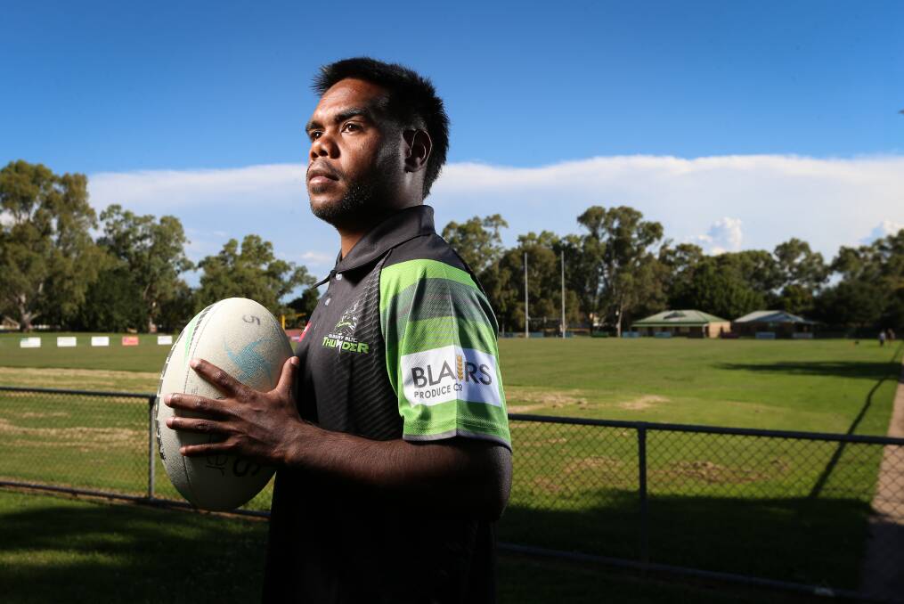 HOME AND AWAY: Albury Thunder's Izaak Toby is a couple of days drive from home, but he's excited to make a new home at Greenfield Park. Picture: JAMES WILTSHIRE 