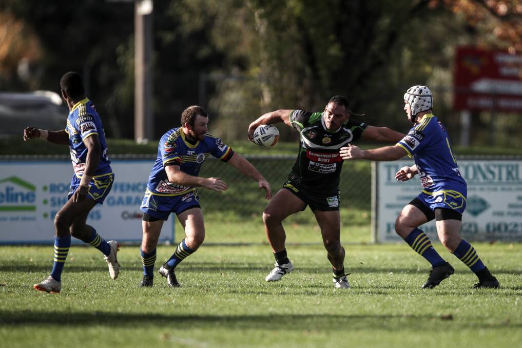 POWERHOUSE: Albury Thunder Etu Uaisele produced one of his best games, crashing his way in attack. Picture: JAMES WILTSHIRE