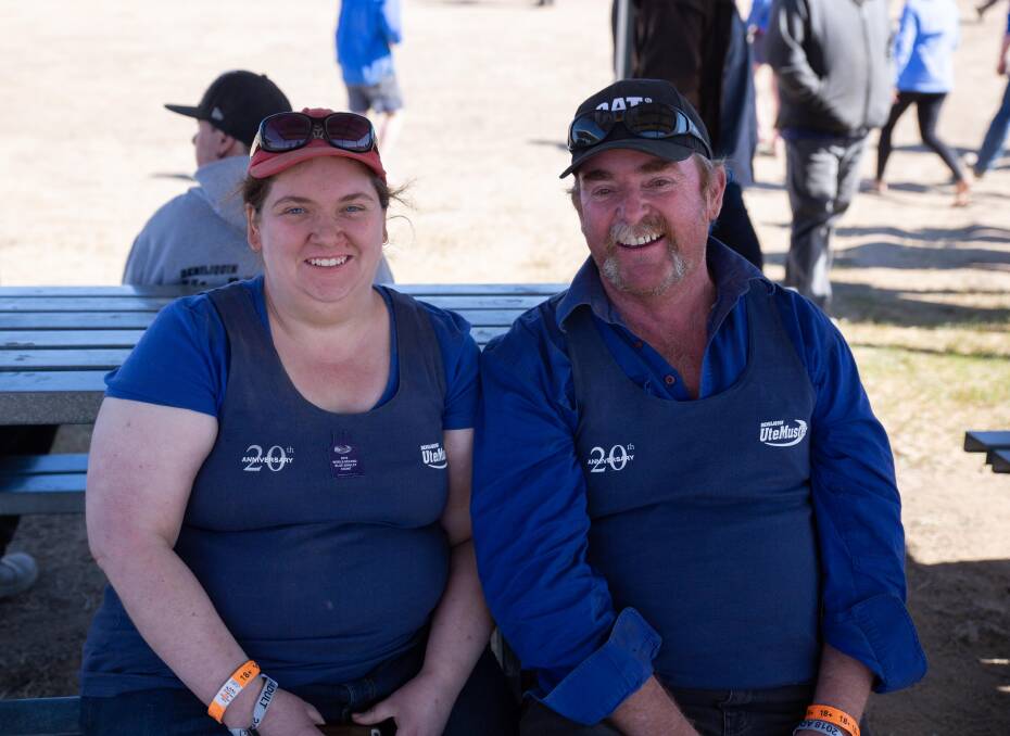 The father-daughter duo, Kristie and Ray Harrison, are ute muster fans. Picture: Chelsea Sutton 