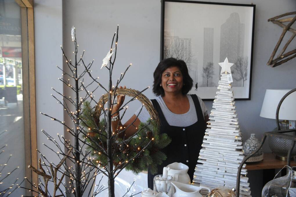 WINTER WONDERLAND: Sheila Reynolds says her display was reminiscent of trees, snow and natural elements with the added sparkle of lights. Picture: Annie Lewis