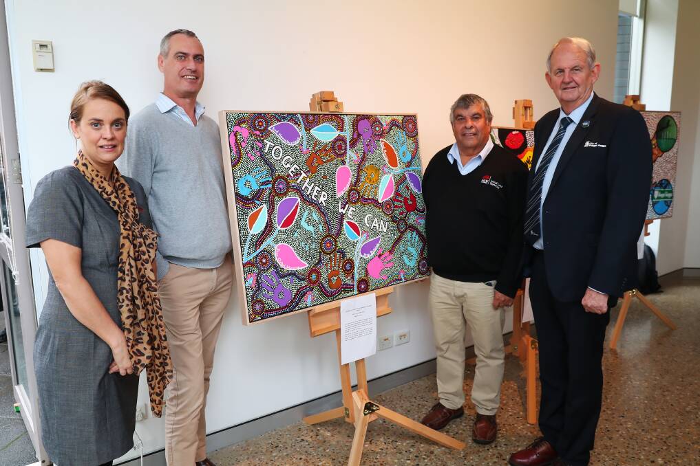 ART COMPETITION: Leanne Sanders, Rob Kelly, Greg Packer and Greg Conkey at the competition's award announcement. Picture: Emma Hillier