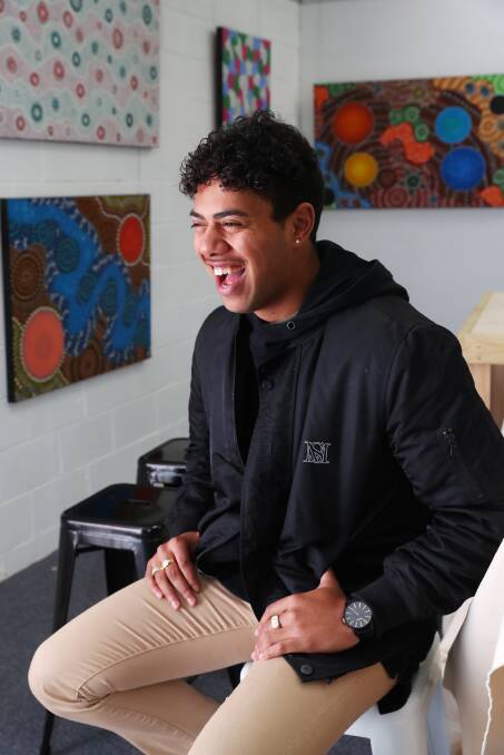 ALL SMILES: Tyronne Hoerler connects to his culture through his art. Picture: Emma Hillier 