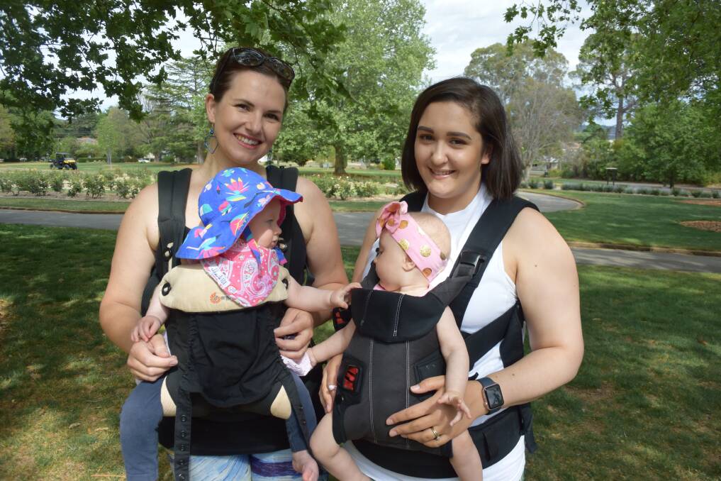 Sarah Fox with her daughter Kiko, six months old and Jenny Skidmore with her daughter Jessica, five-and-a-half months old. 