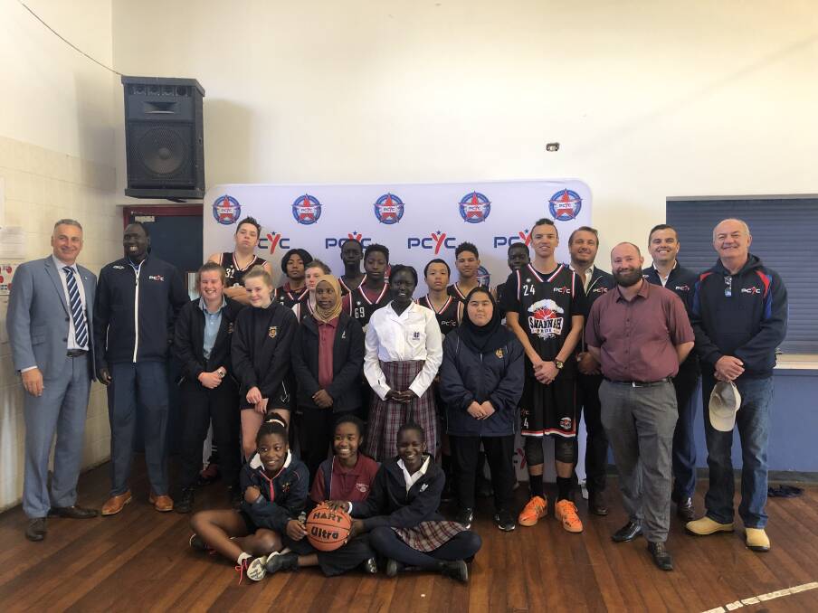 HOOPS: Minister for Sport and Multiculturalism John Sidoti announces funding for the Savannah Pride basketball program in Wagga. 