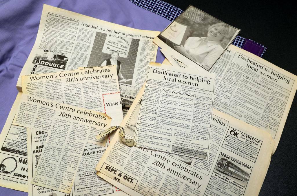 BITS AND PIECES: The staff at the Women's Health Centre have kept old newspaper clippings from the last four decades to help preserve the Centre's fascinating history. Picture: Les Smith