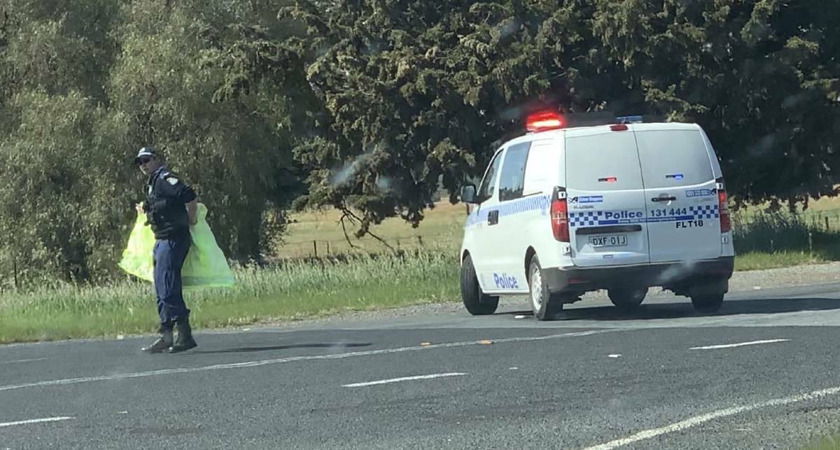  TRAGEDY: NSW Police near the crash scene in Old Junee in September. Picture: Jaydan Duck 