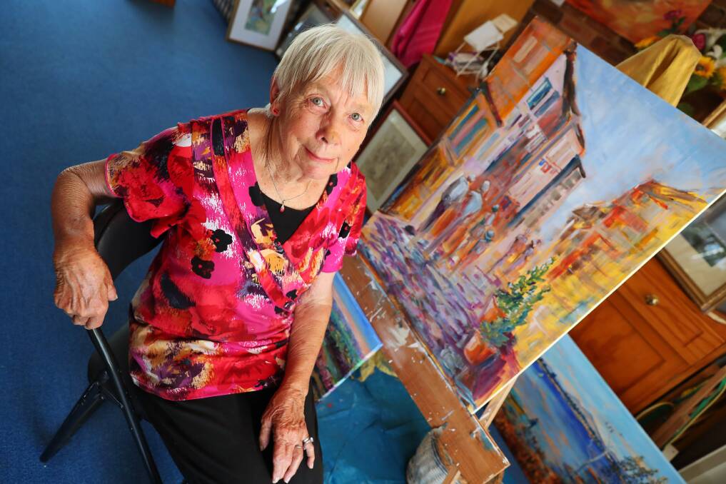 CREATIVE MIND: Sylvia Bamberry is always working on at least one painting in her studio. Picture: Emma Hillier 