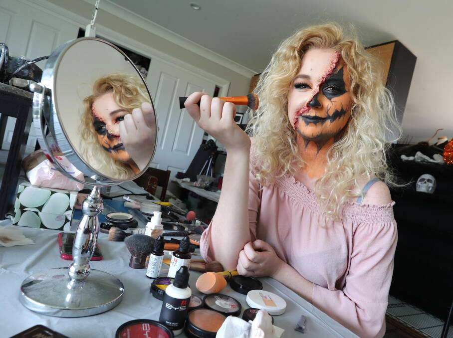 FAKE BLOOD: Courtney Lewis loves going the whole way for her looks. Picture: Les Smith 
