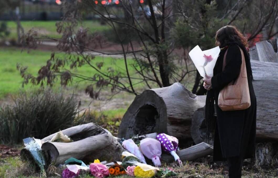 IN LOVING MEMORY: Courtney Herron's family has visited the Melbourne park where she was killed.