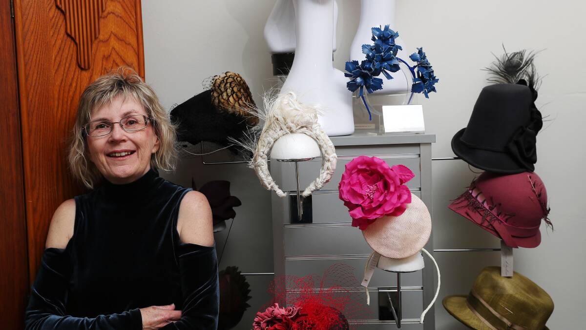 FASHIONABLE LOOKS: Dianne Barbour loves the way a headpiece can complete an outfit. Picture: Emma Hillier 