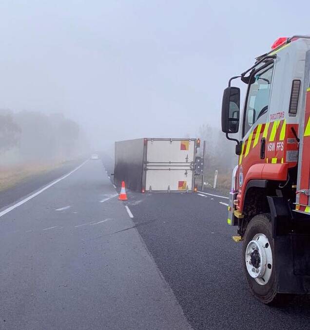 Emergency services on the scene of a truck rollover. Pictures: Traffic and Highway Patrol Command - NSW Police Force