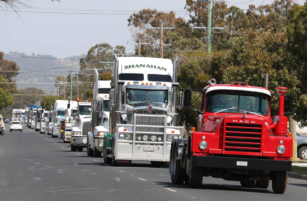 FLASHBACK: Bikes, cars, trucks and prime movers travelling down the main street of Lake Albert for the 2017 Riverina Truck Show And Kids Convoy. 