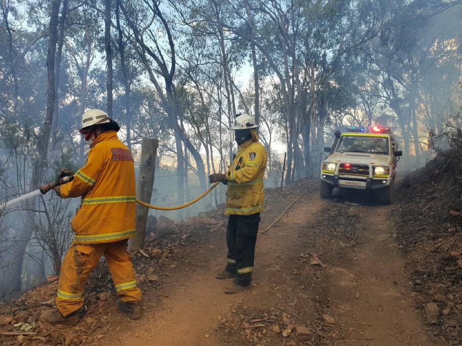 Firefighters work hard to control the Possum Point Fire in January. Picture: Riverina Highlands RFS