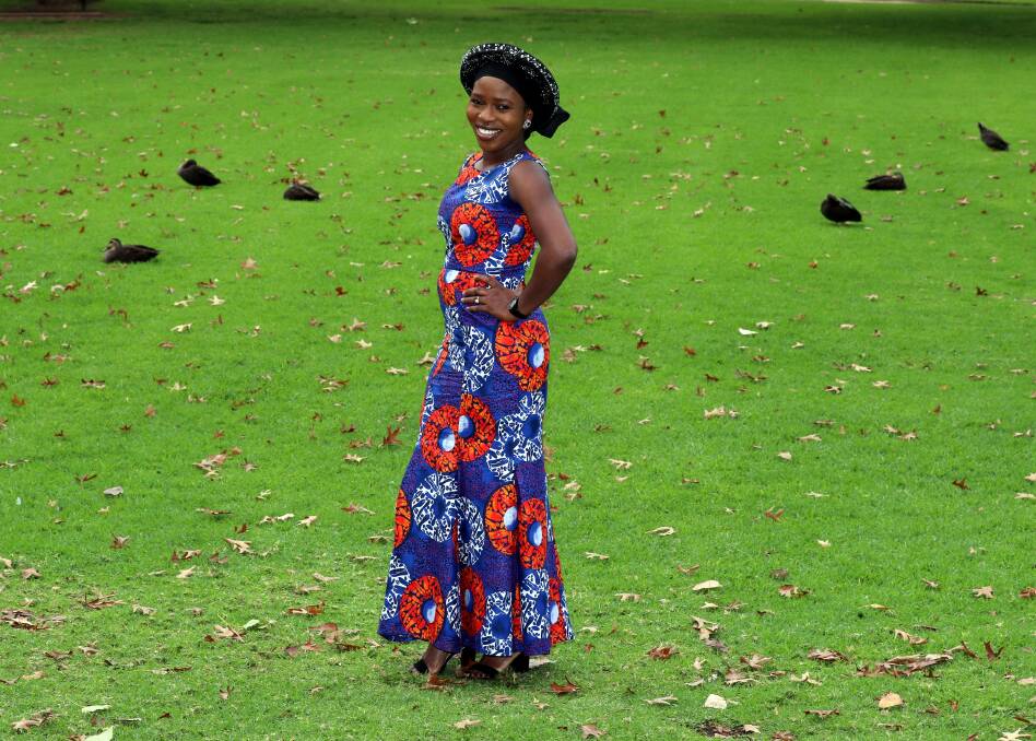 PASSION FOR FASHION: Aderonke Ayedero designs her own dresses using African prints to showcase her culture. Picture: Les Smith 