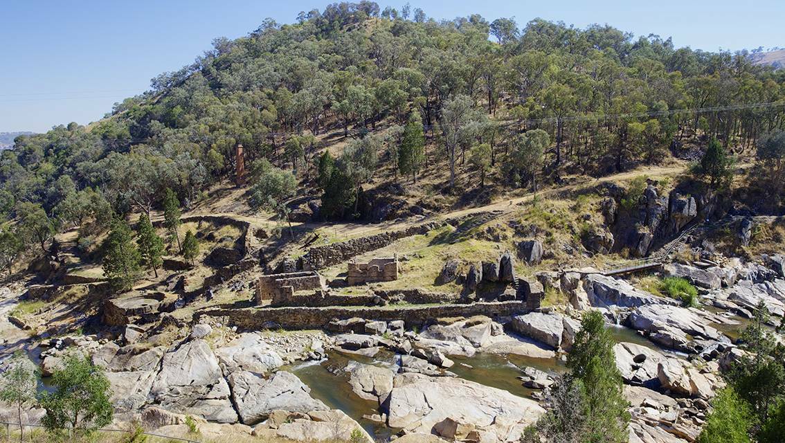  ABOVE: Take in the natural landscape at the Adelong Falls Gold Mill Ruins. Picture: Chris Russell