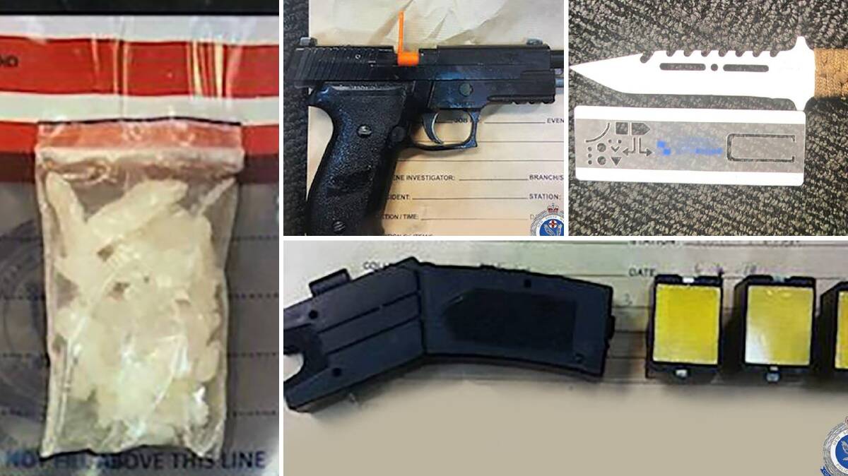CAR STOPPED: The above items were found in a vehicle stopped by Highway Patrol on Dobney Avenue. Pictures: NSW Police 