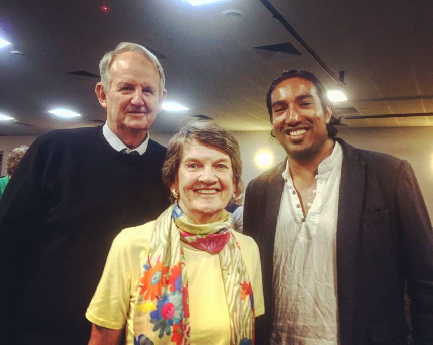UNITED CAUSE:  Wagga Mayor Greg Conkey, Amnesty groups convenor Gabrielle Robinson and Shankar Kasynathan. Picture: Supplied 