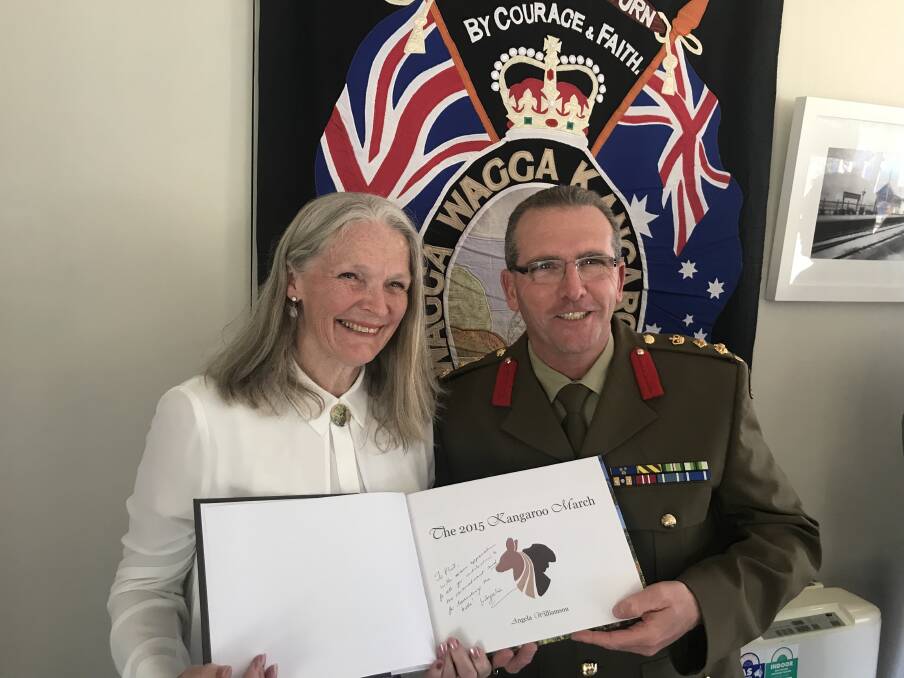 Angela Williamson and Brigadier Phil Winter, AM, CSC. Brigadier Winter launched the book at the half-way point. Picture: Supplied 