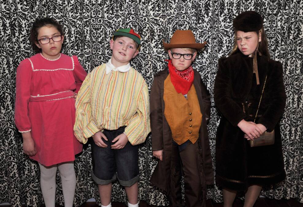 YOUNG STARS: McKenzie Leddin as Veruca Salt, Max Schneider as Augustus Gloop, Oliver McCabe as Mike TV, and Cleo Campbell as Violet Beauregarde. Picture: Chelsea Sutton