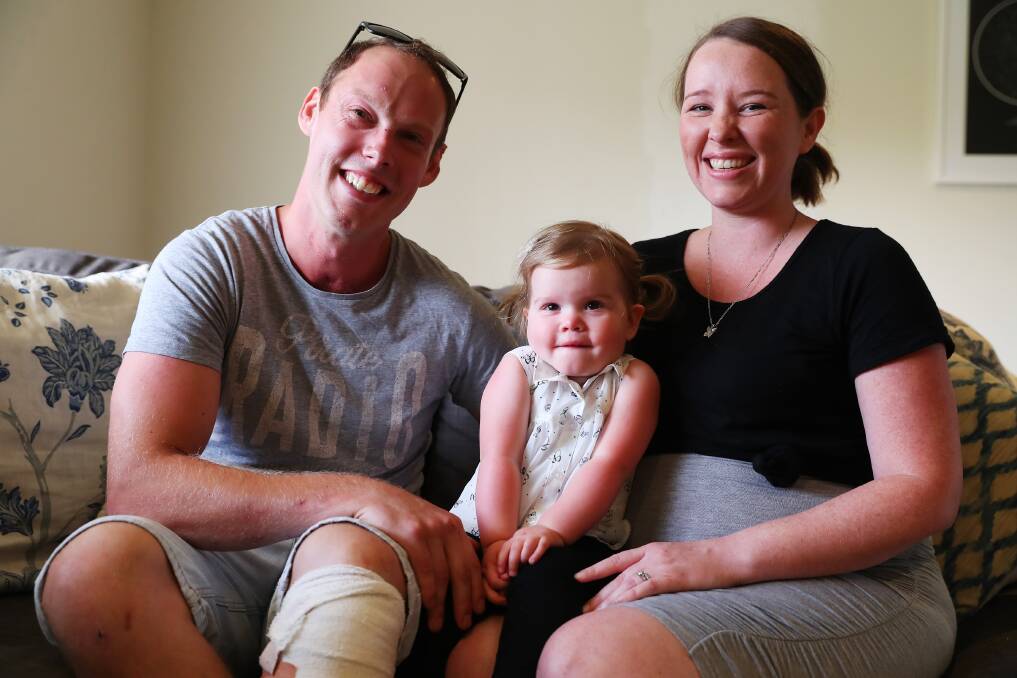 HELPING OTHER FAMILIES: Benjamin and Alicia Hubatka with their daughter Evelyn, 21 months old. The couple are working hard on a fundraiser. Picture: Emma Hillier 