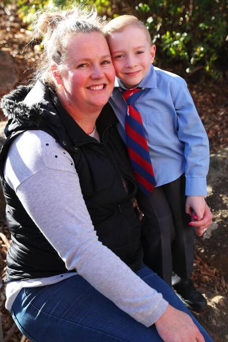 COMMUNITY SUPPORT: Kelly Lawson and Nate Lawson, 7, are grateful for all the help they received from the Sacred Heart community. Picture: Emma Hillier 
